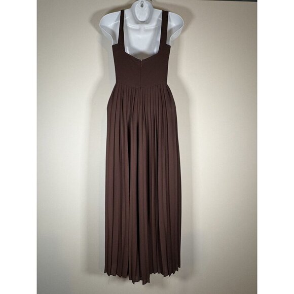 VINCE Chestnut Brown Pleated V-Neck Culottes Jumpsuit Wide Leg Romper Size 2 - Picture 6 of 8